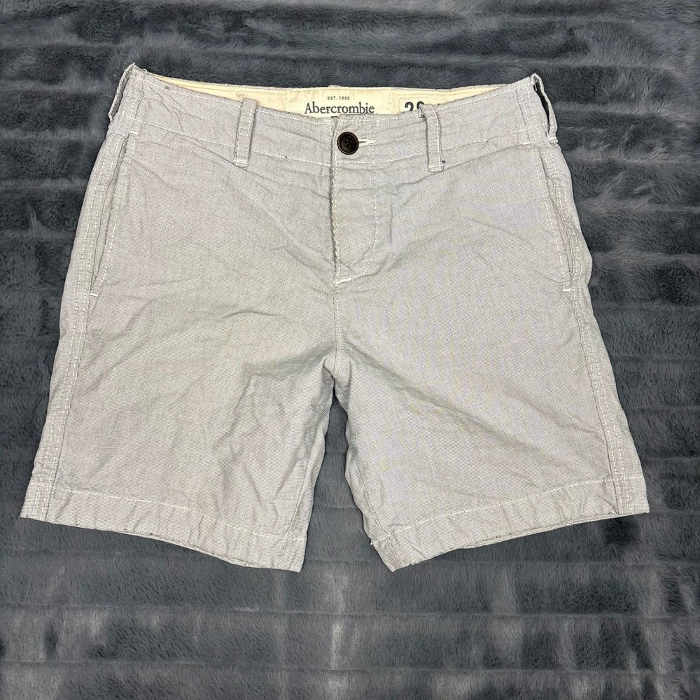 Abercrombie & Fitch Mens Grey Micro Pattern Chino Shorts Size 28 100% Cotton